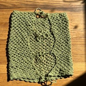 crocheted tie mini skirt
